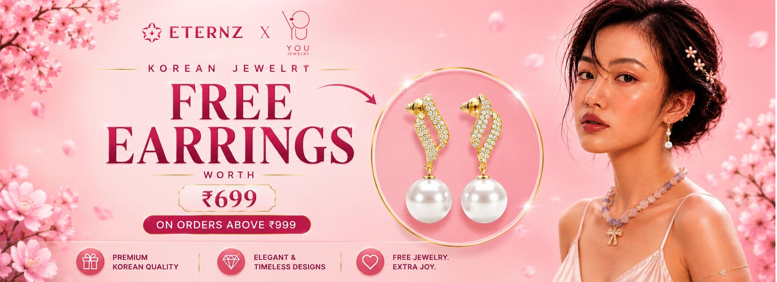 Free Korean Jewelry on orders above ₹999
