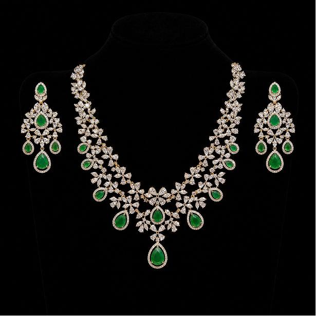 Vantara Emerald Blossom Jewellery Set