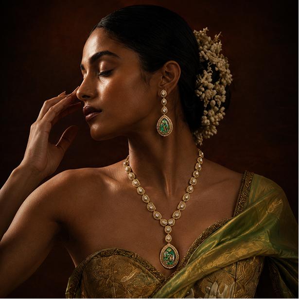 The Vantara Verdant Teardrop Halo Set