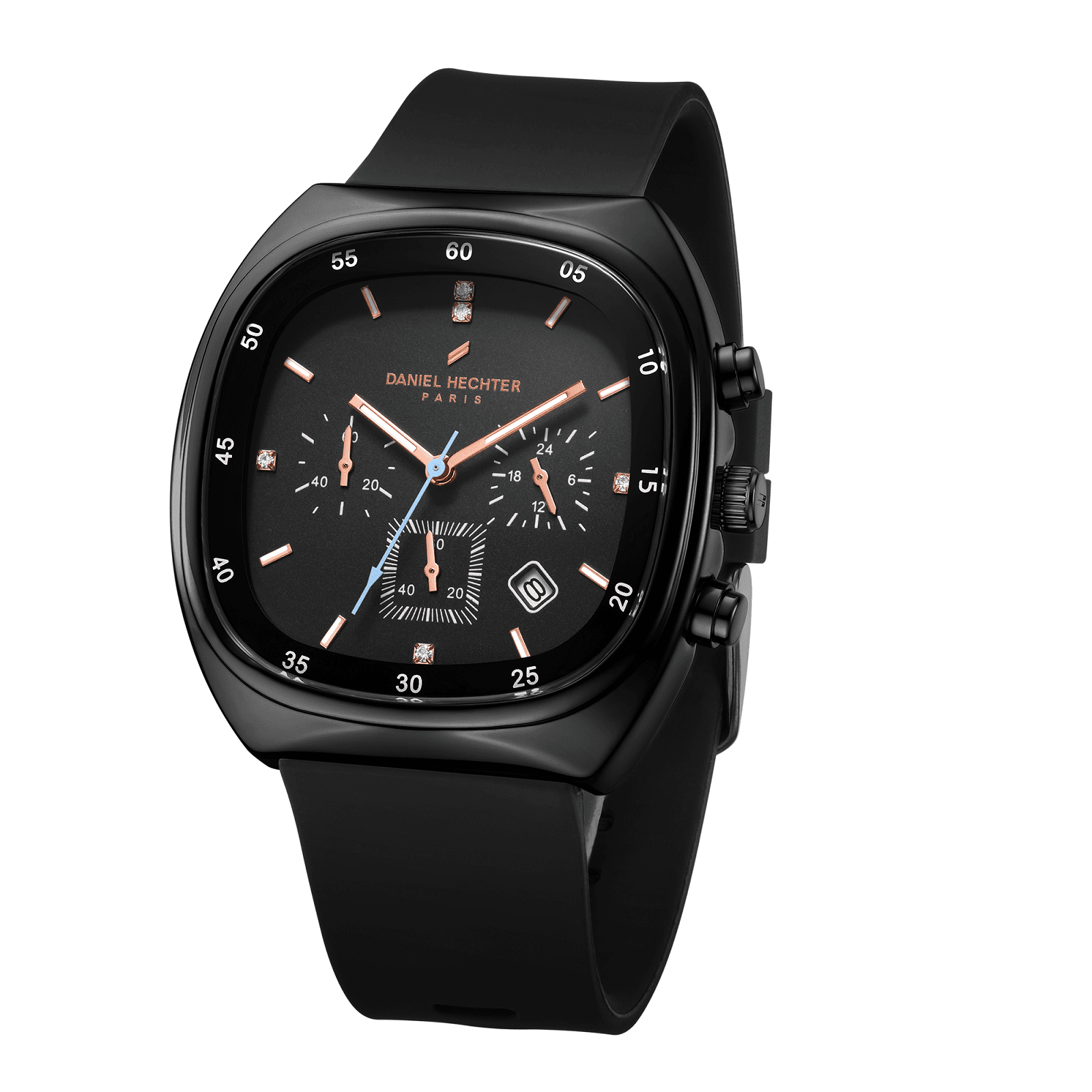 Daniel Hechter Paris Bercy Collection Modern Multi Functional Watch For Men With Square Dial And Silicon Band-Dhm1001