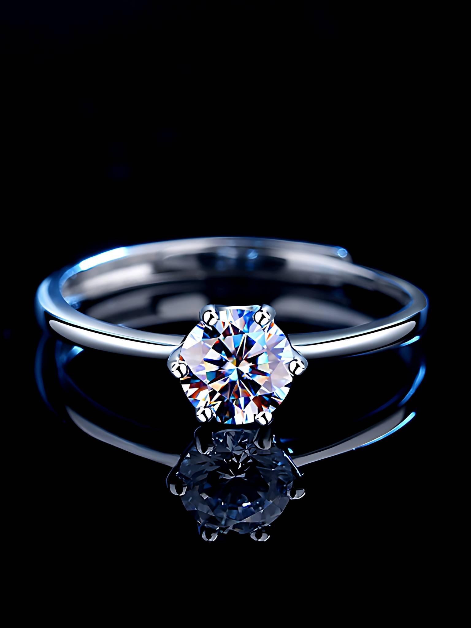 925 Sterling Silver 6 Prong Solitaire Ring Silver Ring