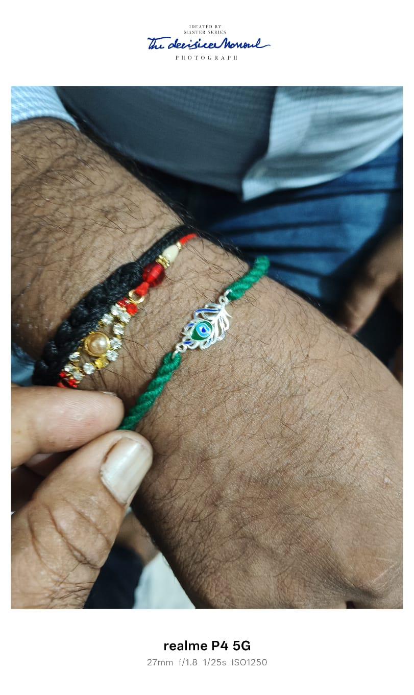 925 Sterling Silver Peacock Thread Rakhi For Brother
