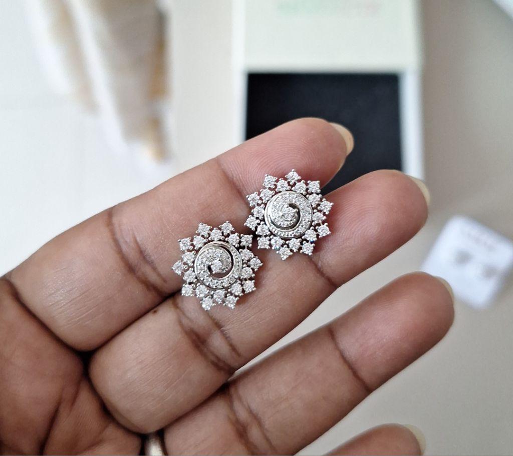 925 Sterling Silver Cubic Zirconia Flora Circle Studds Earrings