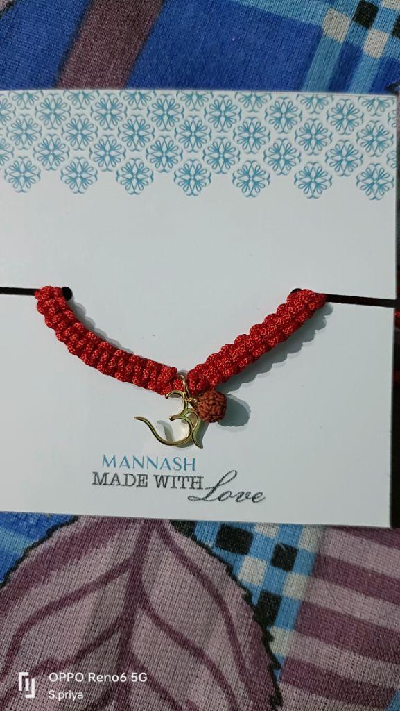 Mannash Sacred Om Gold Plated Sterling Silver Thread Bracelet