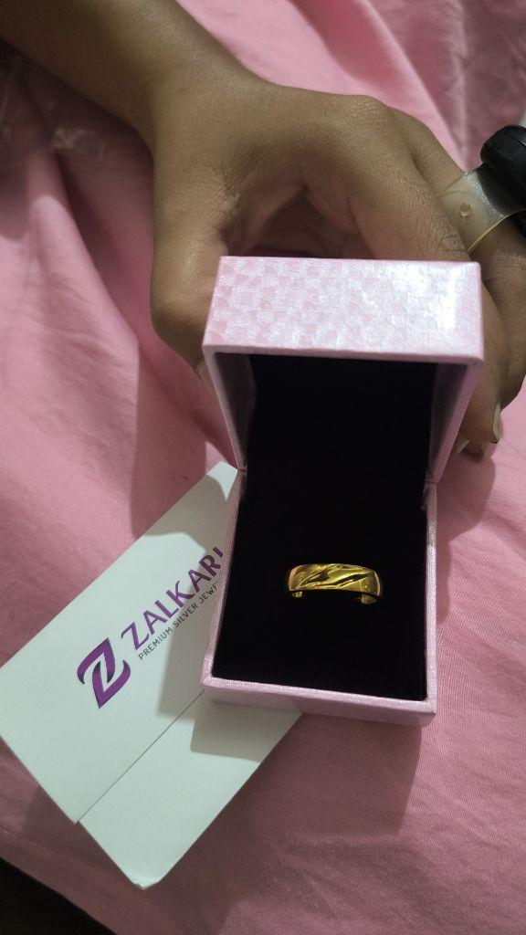 Golden Sparkling Love Band Ring For Men's