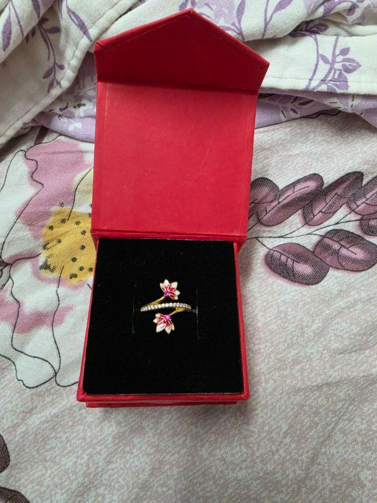 Lotus Bloom 925 Silver Ring With Meenakari I 1 Pc