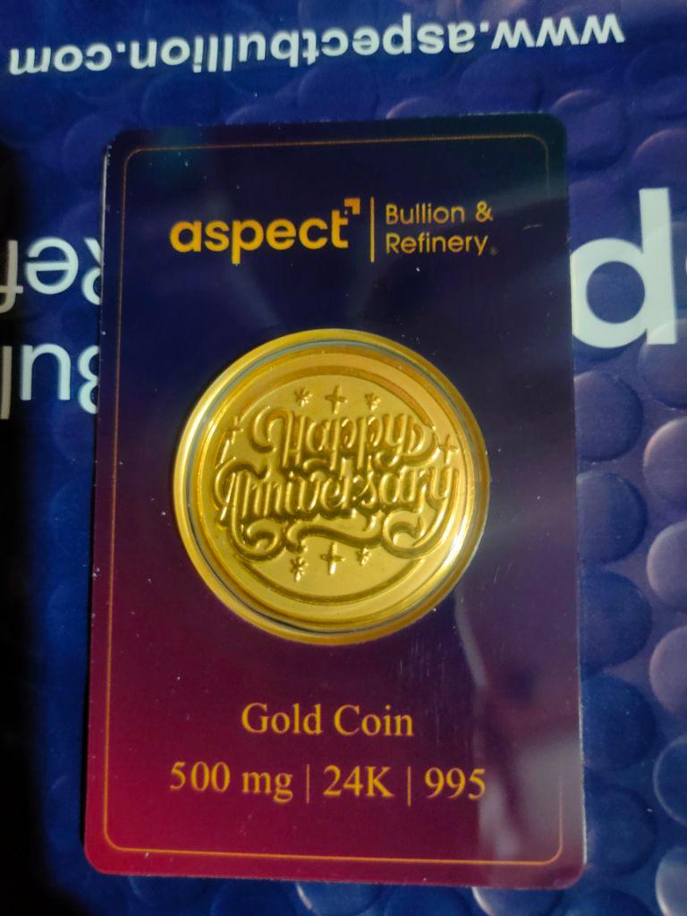 500 Mg Happy Anniversary Gold Coin 24Kt (995)