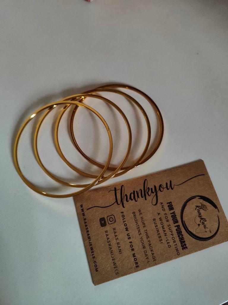 18K Gold Plain Thin Bangle – Anti Tarnish Stackable Bracelet