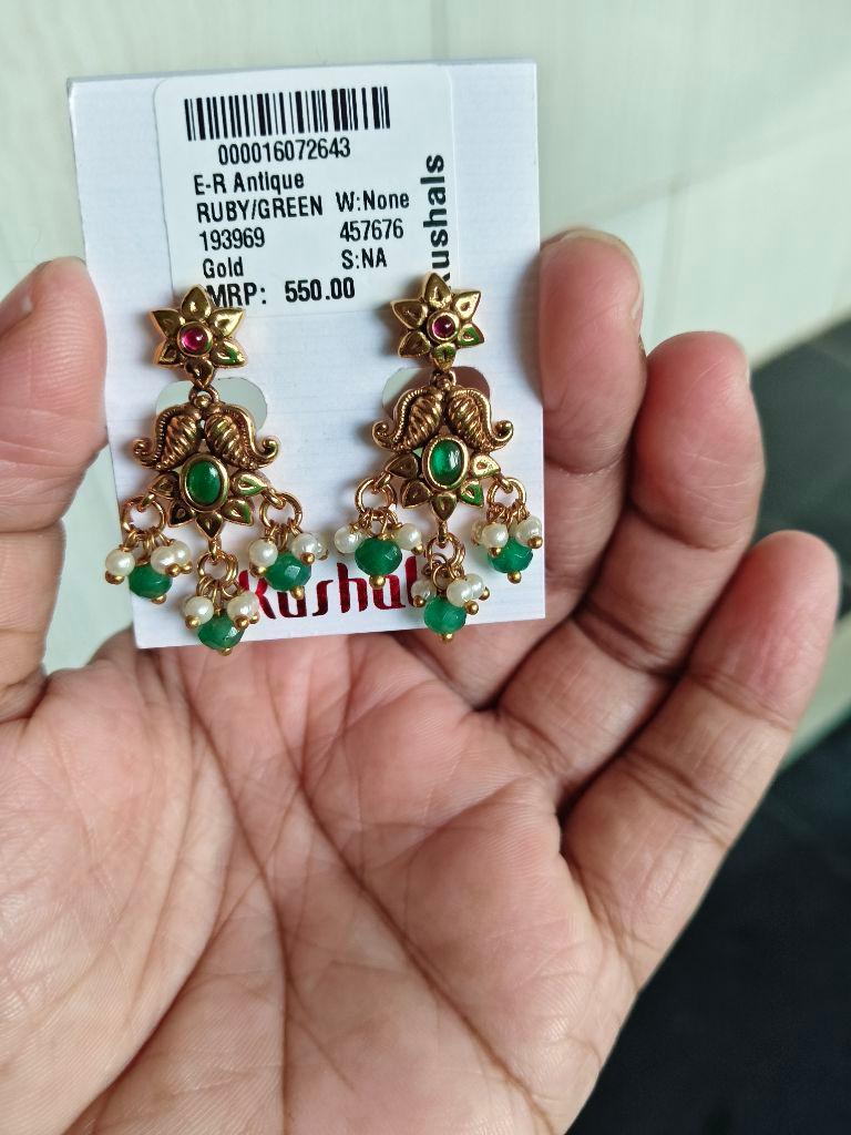 Ruby-Green Gold - Plated Festive Antique Earring - 457676