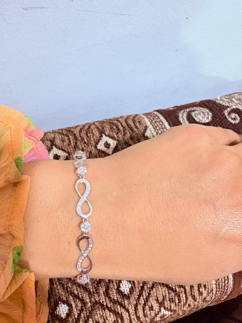 Infinite Brilliance Cz-Studded Rhodium-Plated 925 Sterling Silver Bracelet