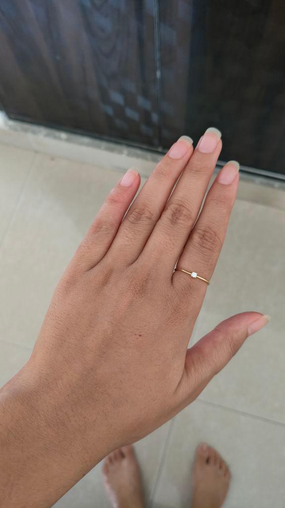 925 Sterling Silver Gold Plated Dainty Solitaire Ring I Adjustable Silver Rings For Women & Girls
