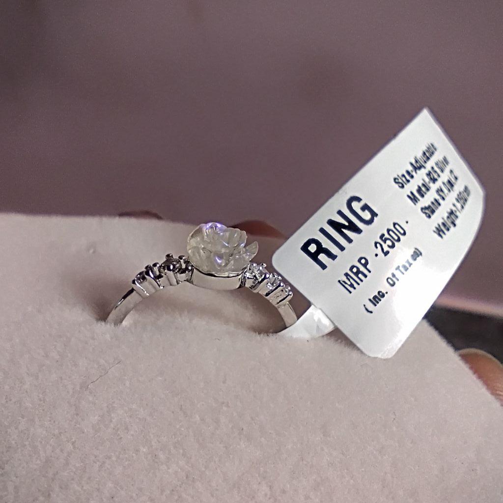 Brd Jewelry 925 Sterling Silver Opal Rose Adjustable Ring For Women & Girls