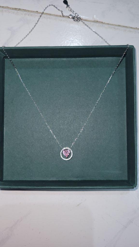 Sterling Silver Pink Zircon Heart Necklace