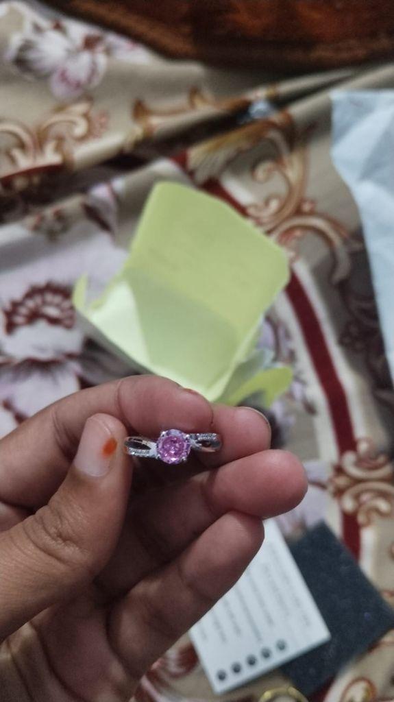 Rhodium Plated 925 Sterling Silver Solitaire Gemstone Ring