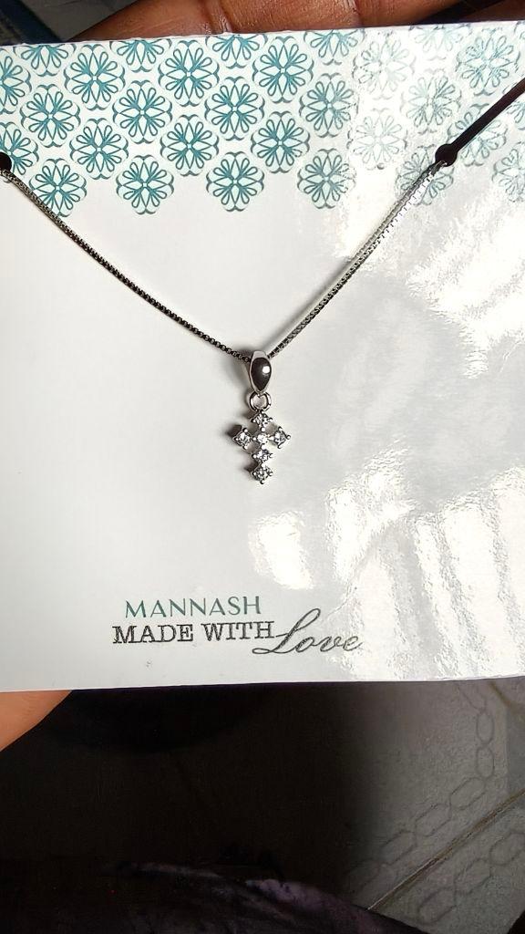 Minimal Shimmer Sterling Silver Cross Pendant With Chain