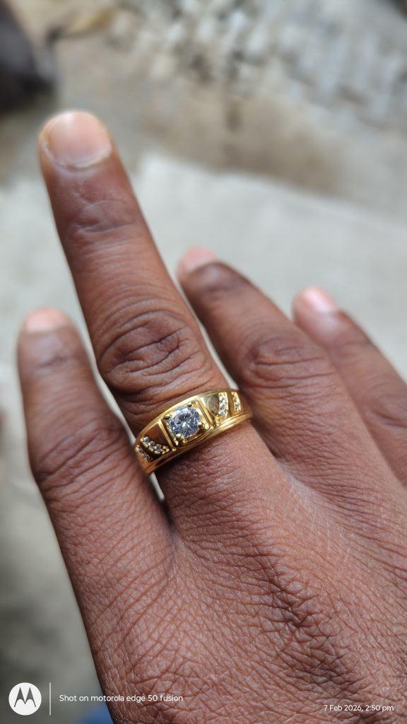 Giva 925 Silver Golden Zircon Ornate Ring For Him, Fixed Size