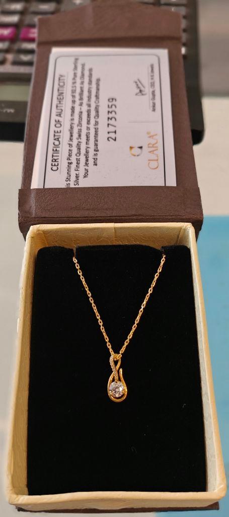 Clara 925 Silver Cesi Solitaire Necklace