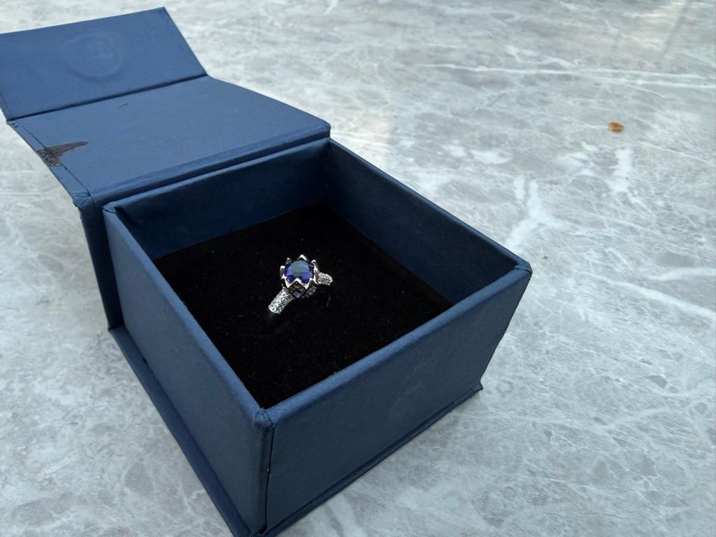 925 Silver Solitaire Sapphire Ring