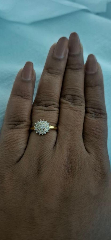 Floral Cluster Gold Crystal Bloom Anti-Tarnish Ring For Women