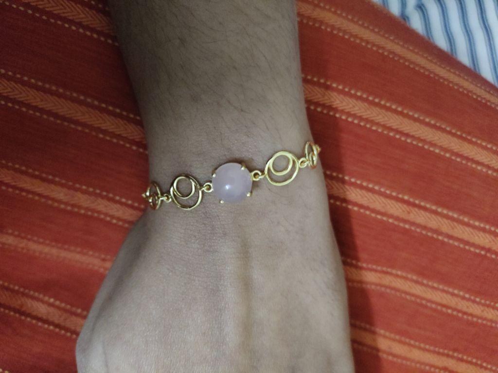Rosy Circle Game Gold Plated Sterling Silver Chain Bracelet