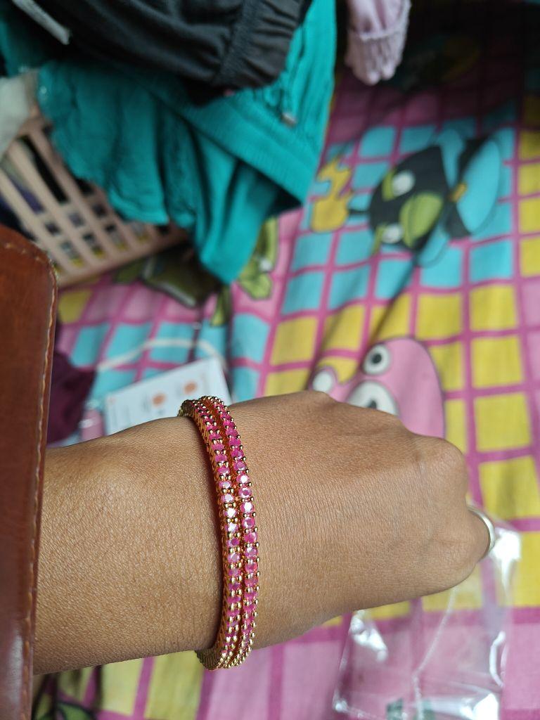 Ruby Red Amercian Diamond Bangle Pair