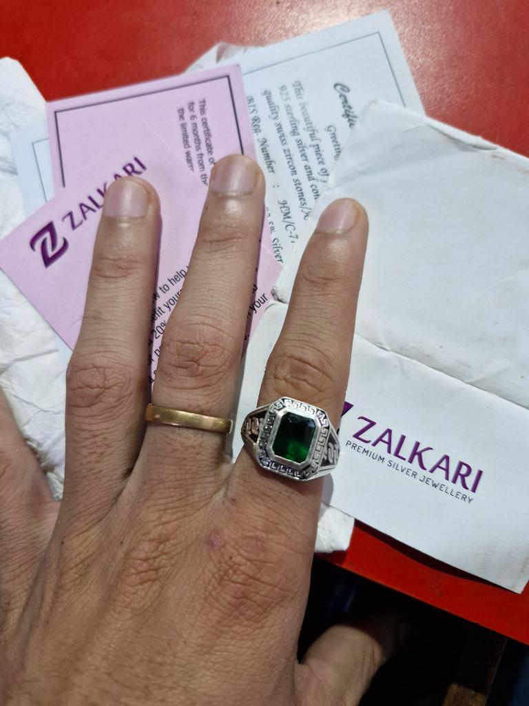 Silver Emerald Signet Greek Ring For Him
