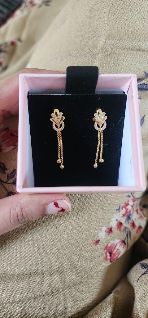 Chic Glitter Gold-Plated 925 Sterling Silver Drop Earrings