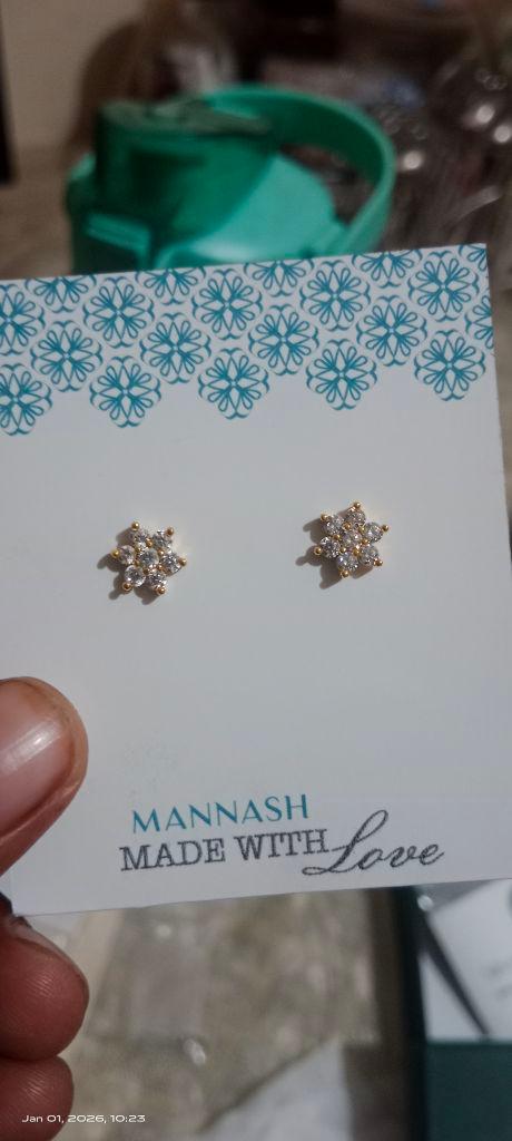 Shinning Flower Nakshatra Gold Plated Sterling Silver Stud Earrings