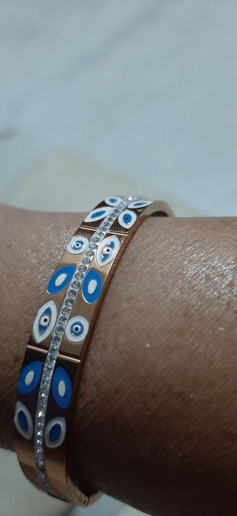 Gold Plated Mystic Eye Inlay Luxe Bangle Anti-Tarnish Bracelet