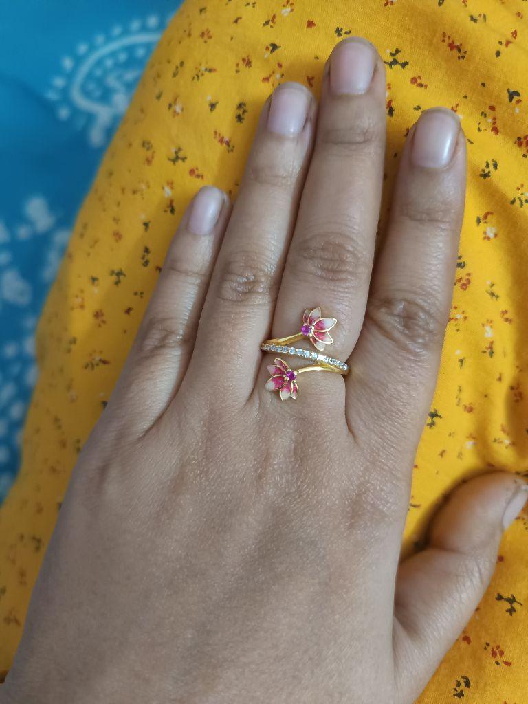 Lotus Bloom 925 Silver Ring With Meenakari I 1 Pc