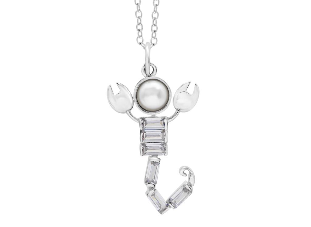 Silver scorpio zodiac pendant necklace with crystal details