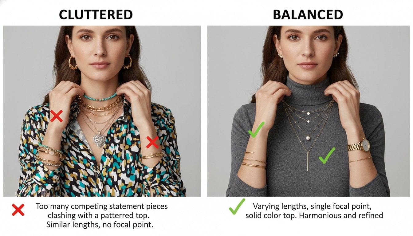 Jewelry layering do's and don'ts chart by Eternz.