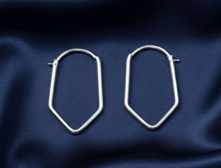 RACHIVA 925 Sterling Silver Geometric Hoop Earrings