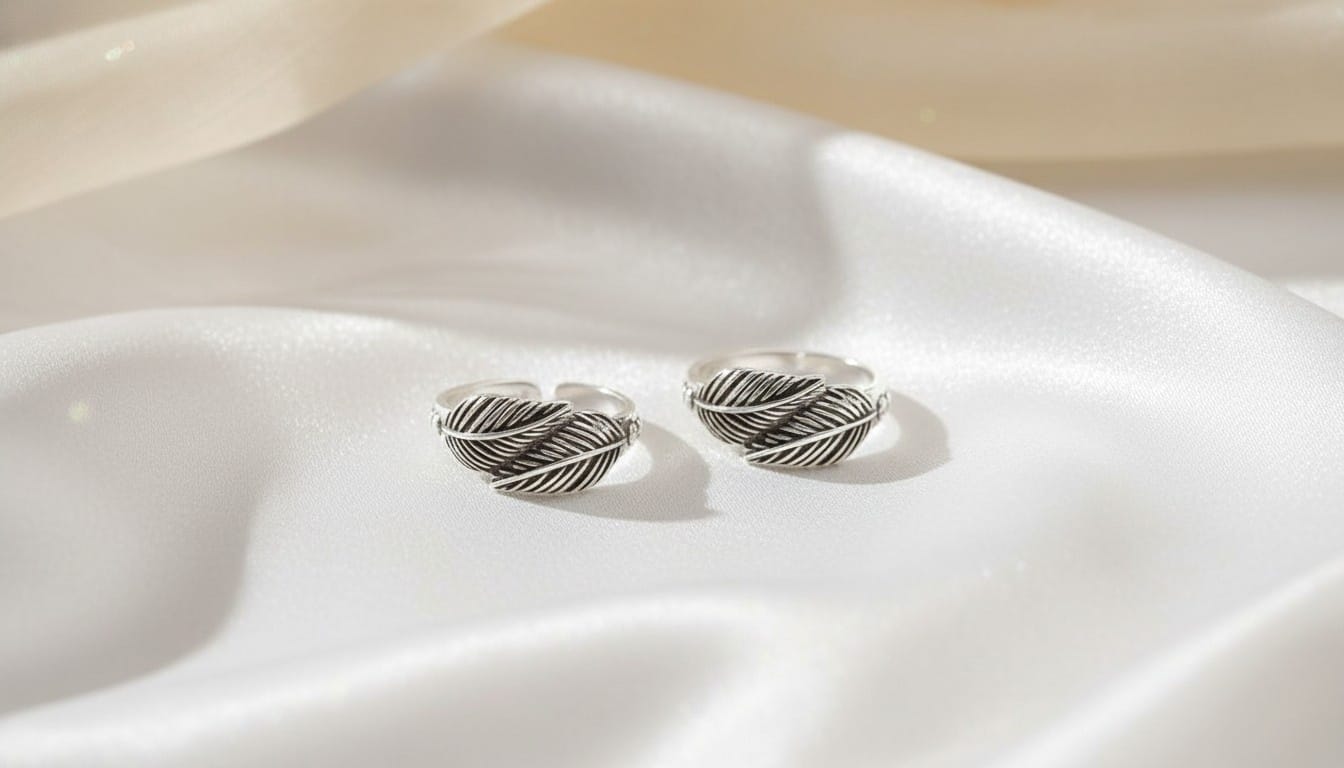925 Sterling Silver Oxidised Dual Leaf Minima Adjustable Pair From Eternz.