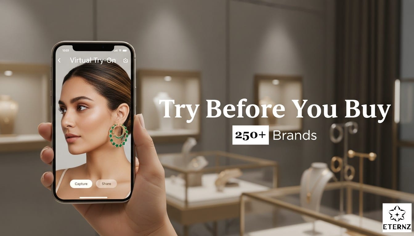 Eternz Virtual Try-On for 250+ brands—test V-Day 2026 gifts like zodiac rings or silver chains risk-free before you buy.