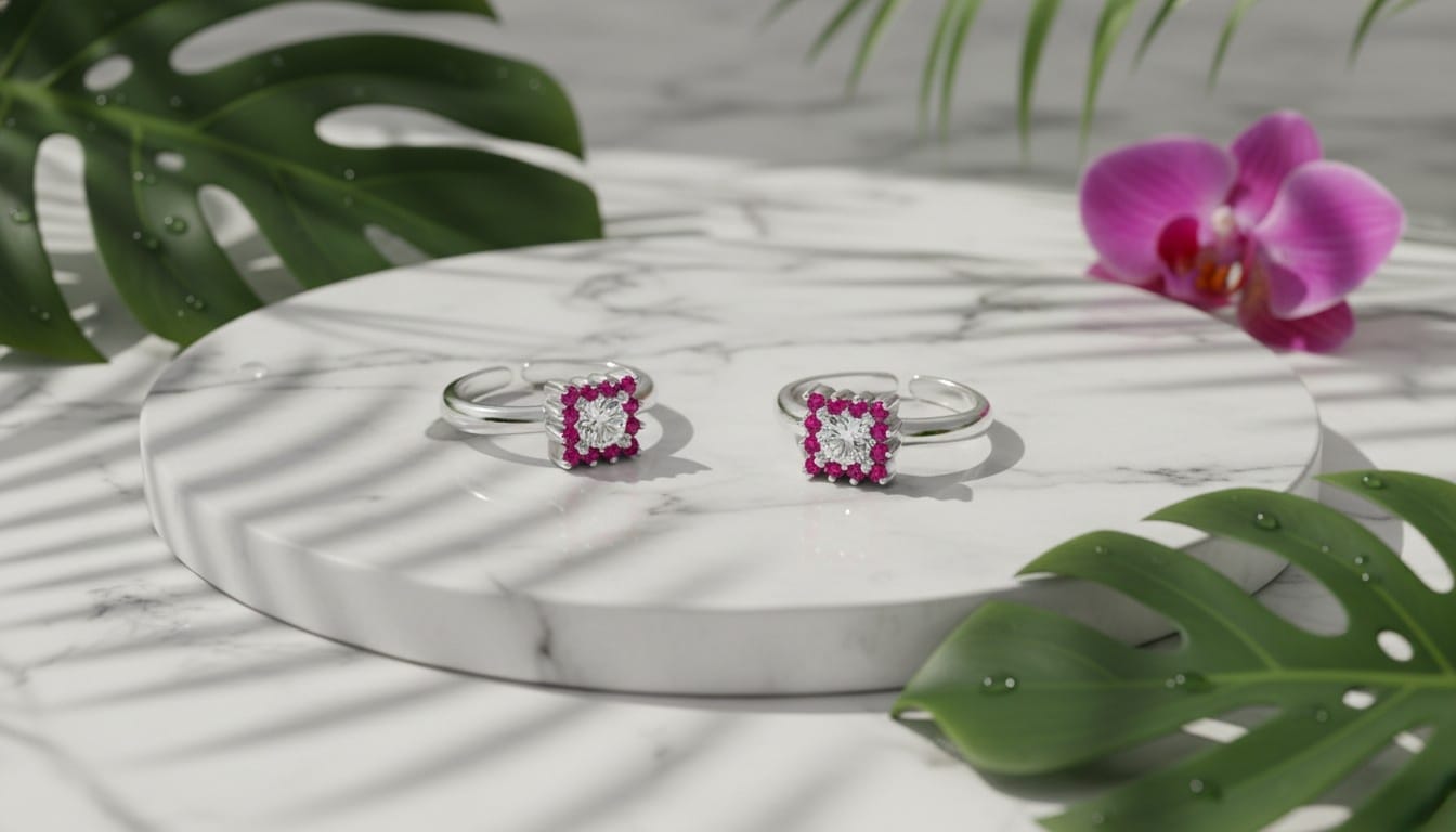 Silver Pop Pink Symmetry Toe Ring From Eternz.