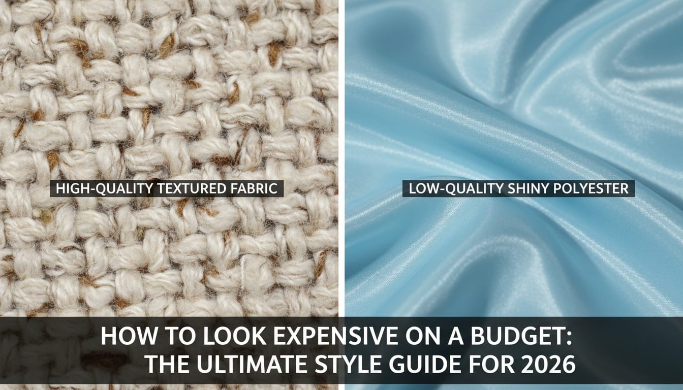 Comparison of premium linen fabric vs cheap shiny polyester to master quiet luxury style on a budget in 2026.