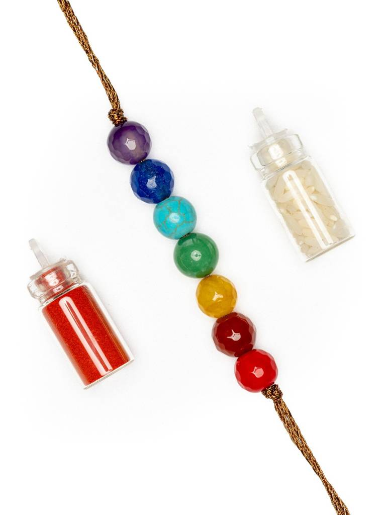 Look and Adorn Semi Precious Stones 7 Chakra Rakhi.