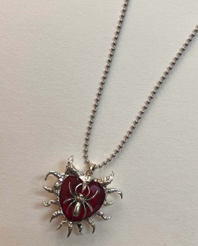 Devil Heart Spider Necklace