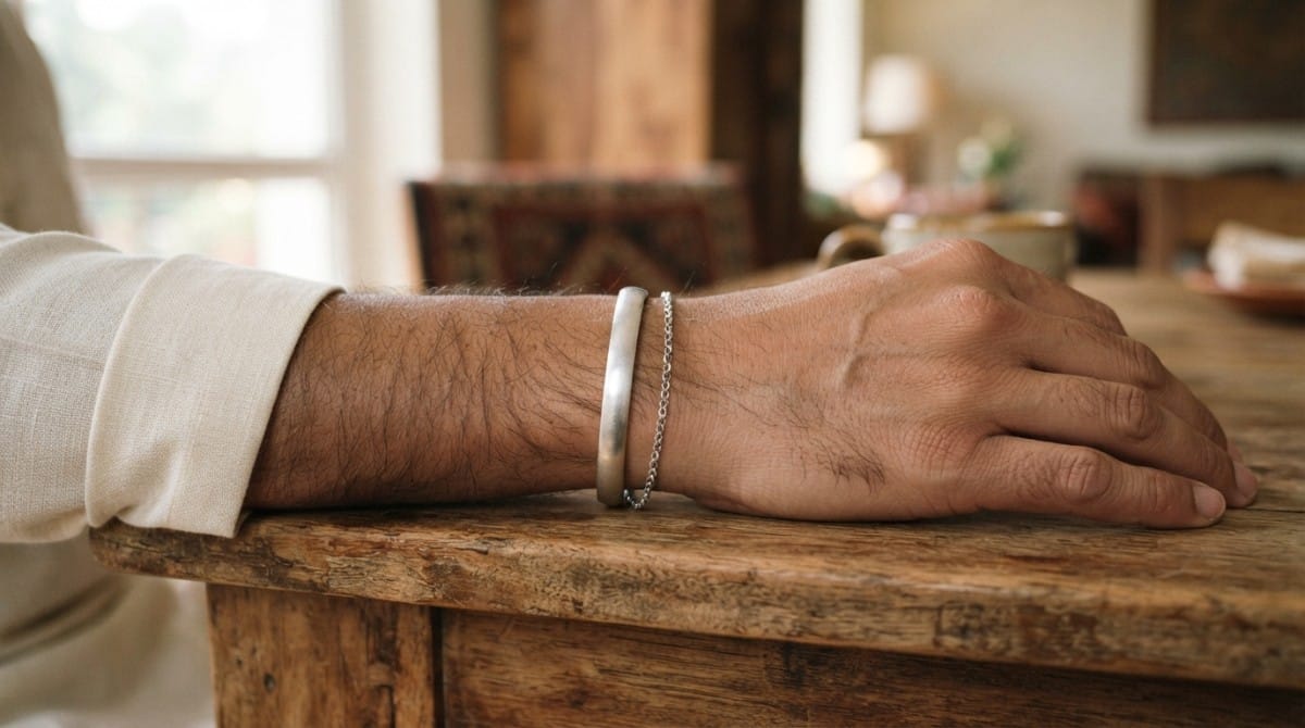 Silver kada and bracelet, from 20 Karwa Chauth Gift Ideas for Husband in 2026: Jewellery and More from Her