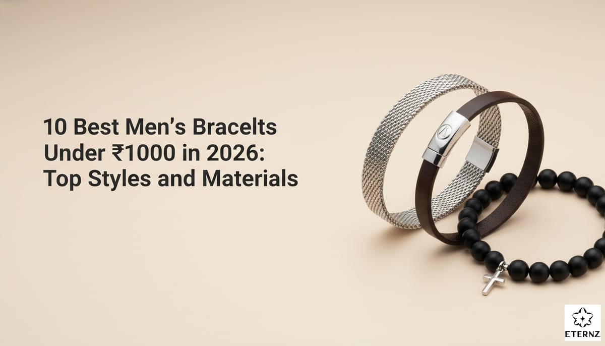 Blog cover for '10 Best Men's Bracelets Under ₹1000 in 2026: Top Styles and Materials' by Eternz.