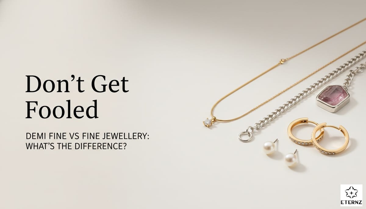 Blog cover for 'Fine vs Demi Fine Jewellery: The Complete Guide' by Eternz