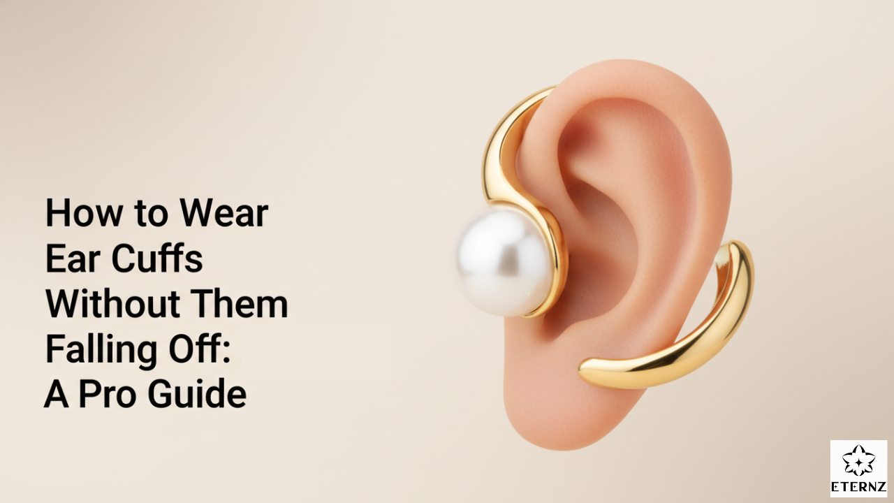 Blog cover for 'How to Wear Ear Cuffs Without Them Falling Off: A Pro Guide' by Eternz.